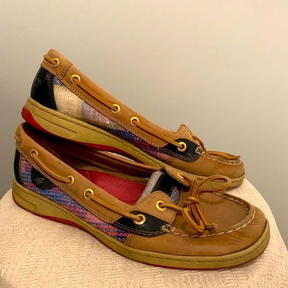 Sparkly Plaid Sperry Top-Sider Angelfish Boat Shoe - Picture 1 of 9